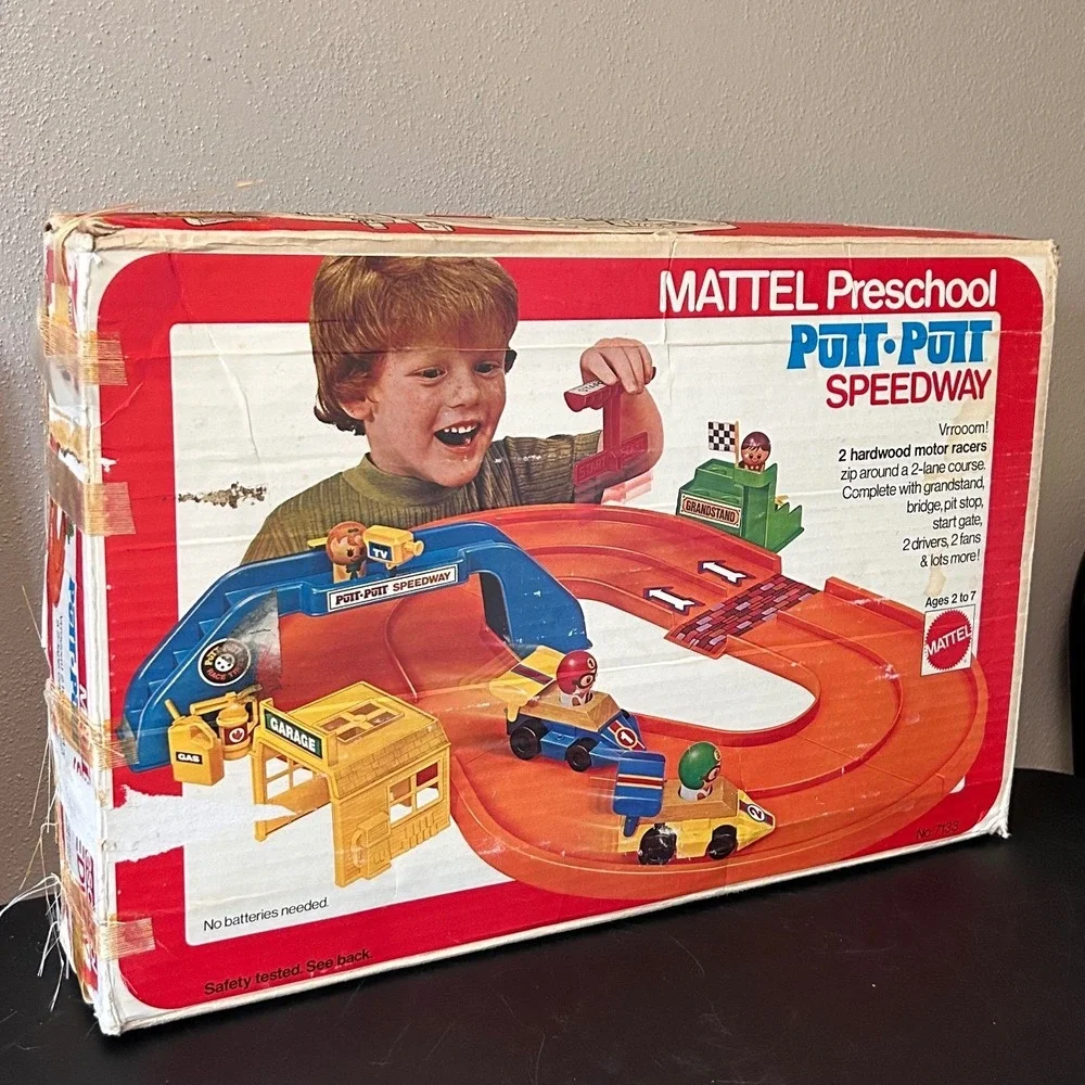 Vintage 1974 Mattel Preschool Putt-Putt Speedway Race Track Set Complete